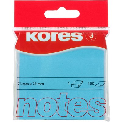 Kores Haftnotizen , NEON, , 75 x 75 mm, blanko, neon-blau