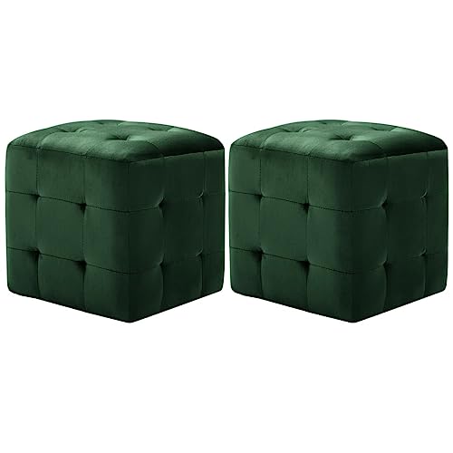 Vidaxl 2X Pouf Sitzhocker Fußhocker Sitzpouf Puff Sitzpuff Fußbank Hocker Sitzwürfel Fußschemel Ottomane Polsterhocker Grün 30X30X30Cm Samtstoff