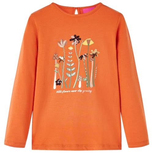 Kinder Langarmshirt Mit Blumenmuster Langarm T-Shirt Jungen Dunkelorange 128