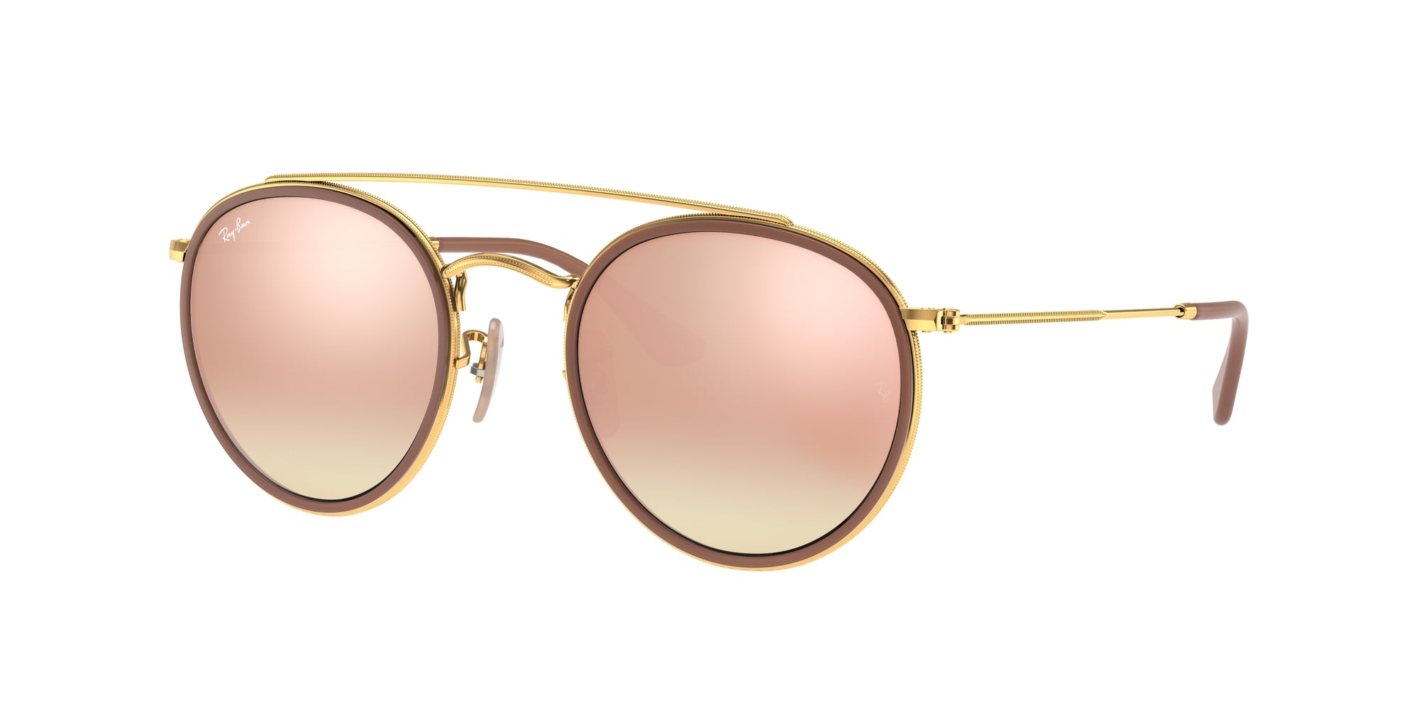 Ray - Ban Unisex Rb3647N 001/7O Occhiali Da Sole Metallo Oro Marrone Rotonda Normale