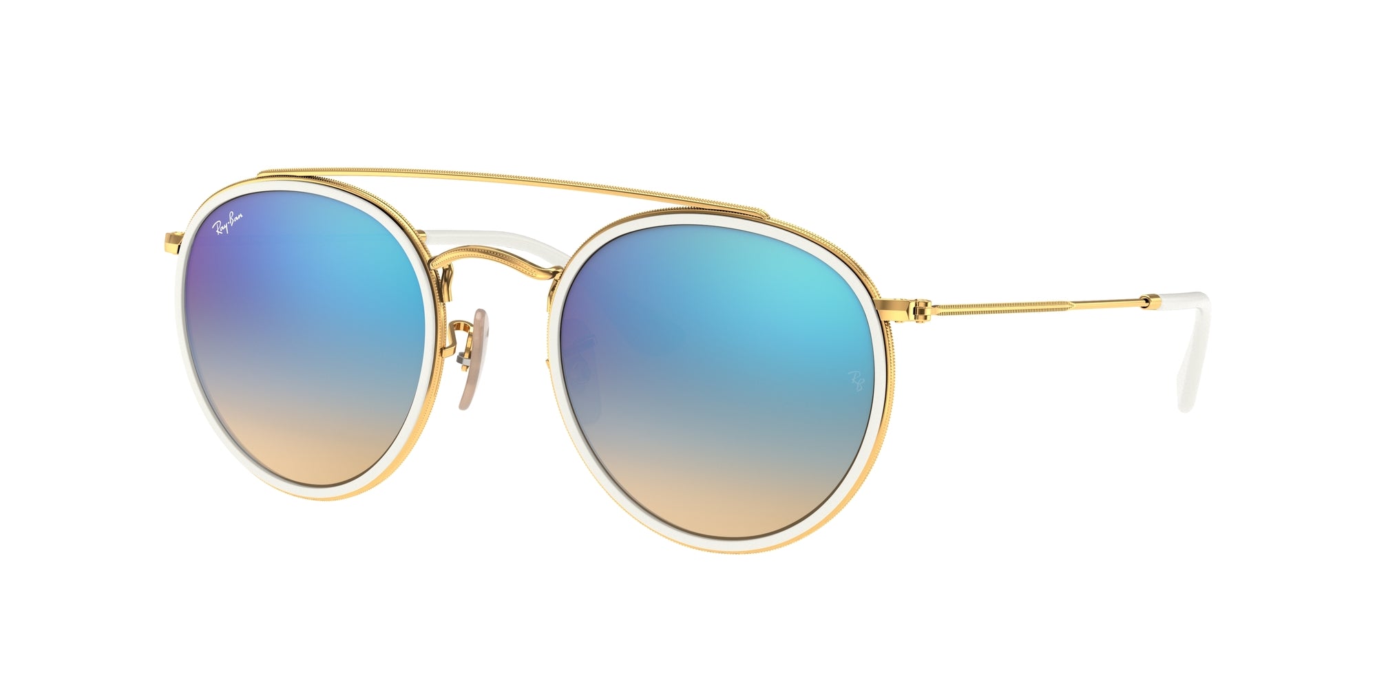 Ray - Ban Unisex Rb3647N 001/4O Occhiali Da Sole Metallo Oro Blu Rotonda Normale