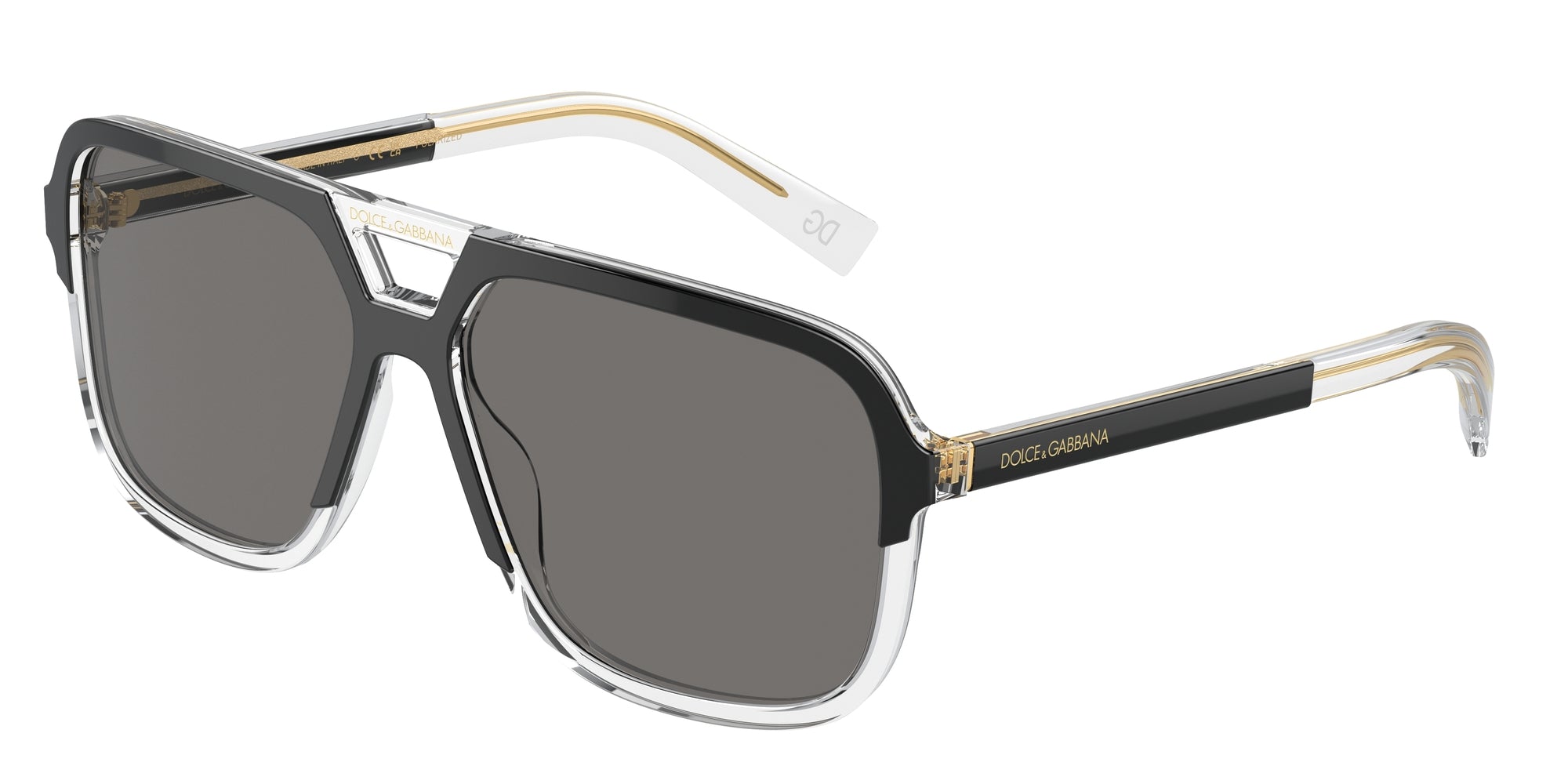 Dolce & Gabbana Uomo Dg4354 501/81 Occhiali Da Sole Acetato Nero Grigio Squadrata Polarizzata