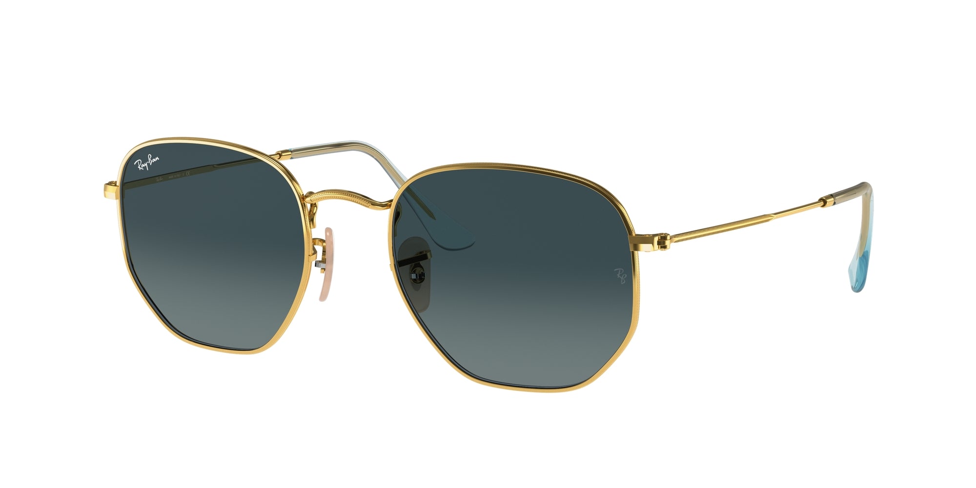 Ray - Ban Unisex Rb3548N Hexagonal 91233M Occhiali Da Sole Metallo Oro Blu Geometrica Normale