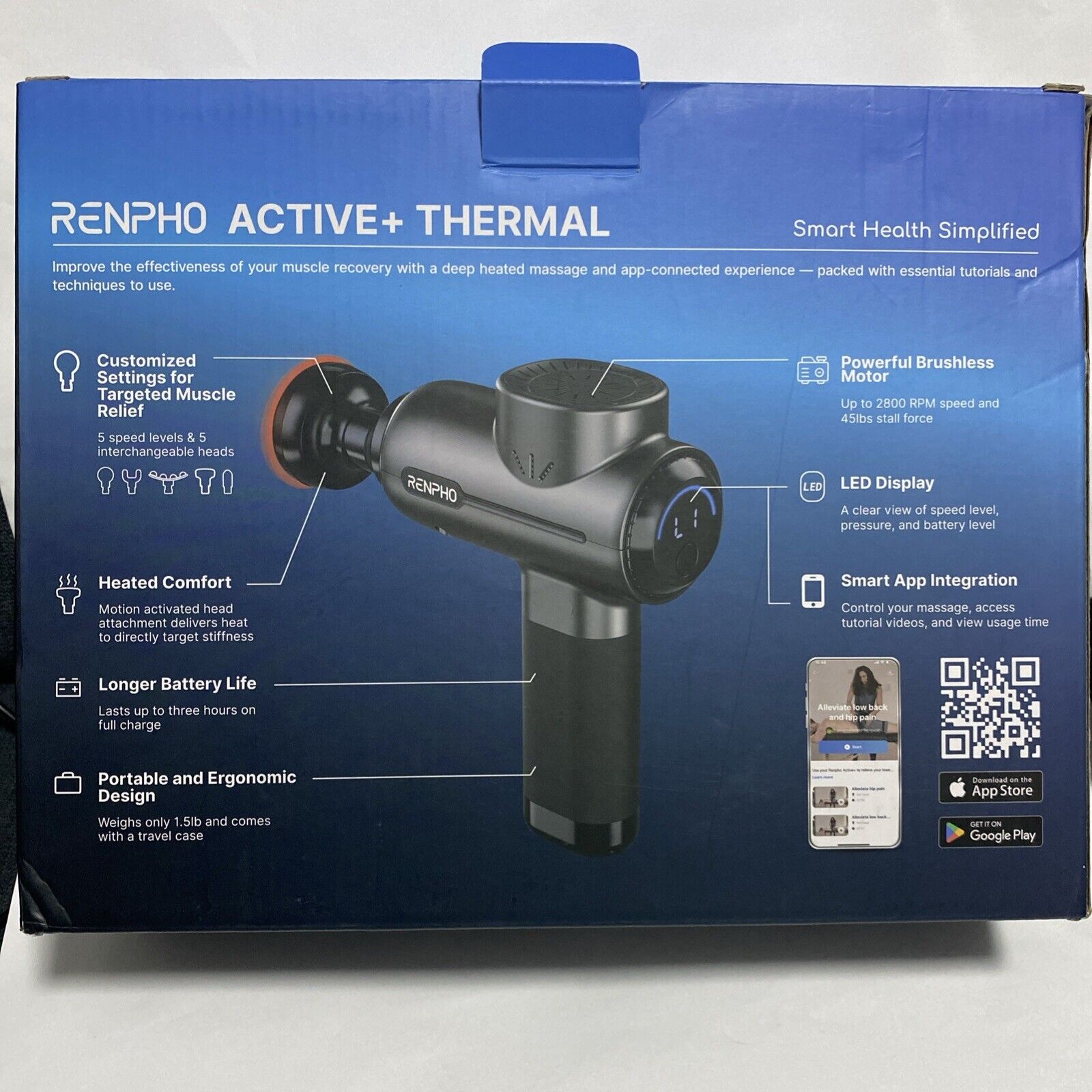 RENPHO Massagepistole Wärmefunktion Bluetooth Gun Massage Professionelle Pistole