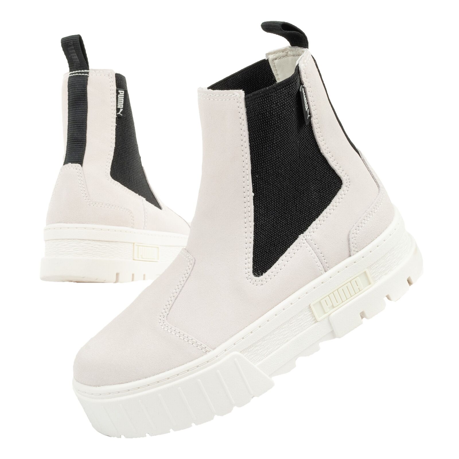 Puma Mayze Chelsea Wildleder Damen Stiefeletten [382829 02] cremig Leder