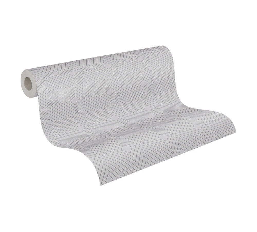 Vliestapete Karo 3D Grafik grau silber Glitzer AS Creation 37758-7 (2,97€/1qm)