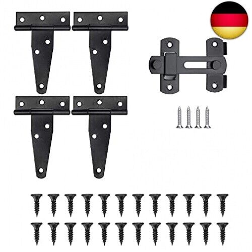 4 Stück T-Scharnier, 1 Stück Edelstahlschnalle, Schwarz T-Scharnier, Eisen T