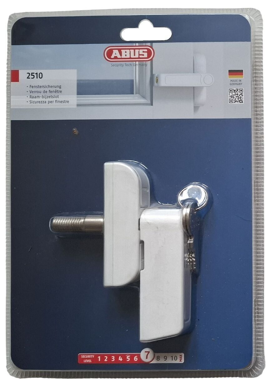 ABUS 2510 Fenster-Zusatzschloss für einflügelige Fenster mit Schloss, Weiß