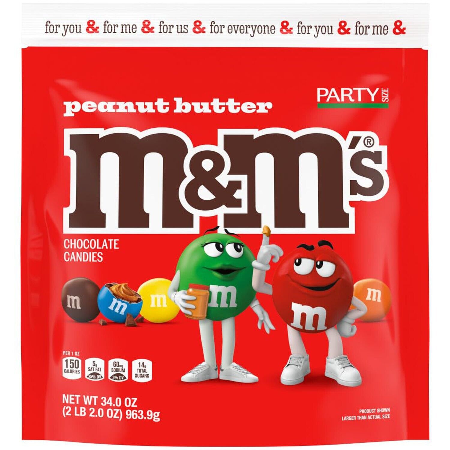 M&M's Peanut Butter - Erdnussbutter - Partypackung Bag USA (963.9g - 34oz)
