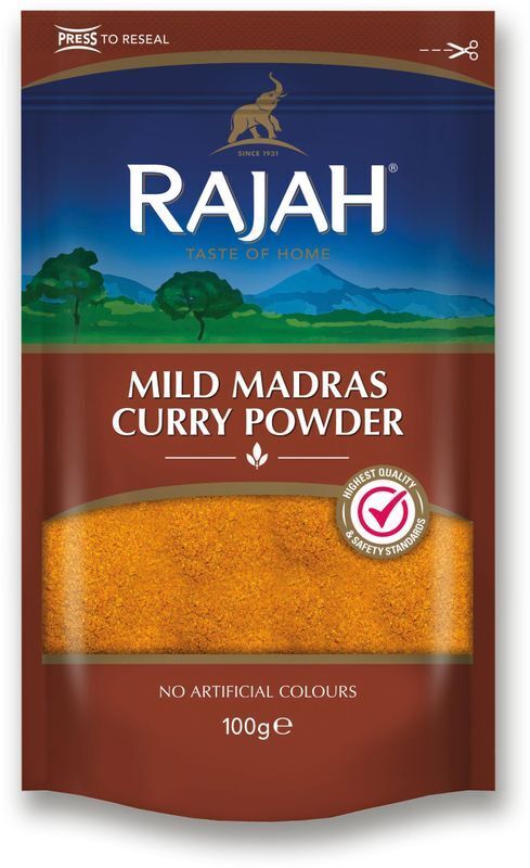 RAJAH Madras Currypulver Mild 100g | Curry Pulver - aromatische milde Schärfe