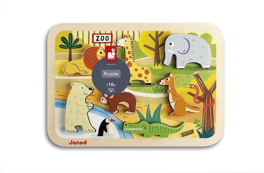 Formenpuzzle Zoo Chunky, Holzspielzeug, 7 Teile