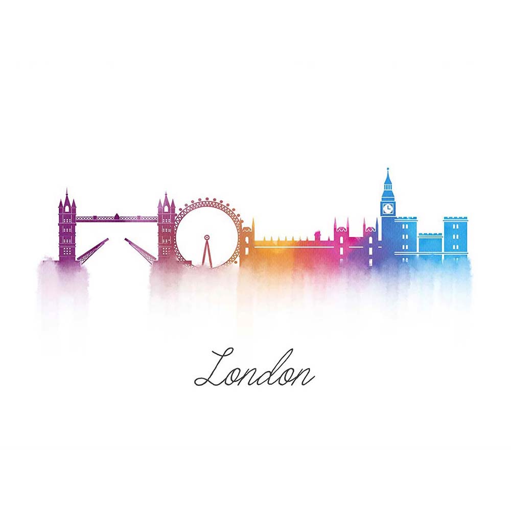 Painting Digital London England Landmark Skyline 12X16 Inch Framed Art Print