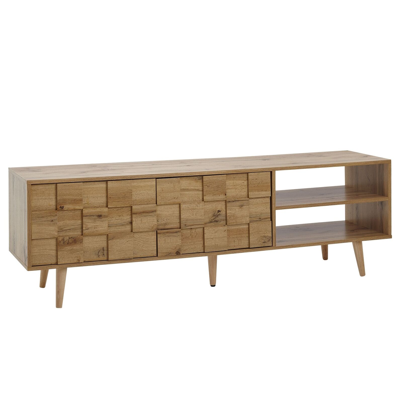 WOHNLING TV Schrank 160x51x40cm Lowboard Holz Fernsehkommode Fernsehschrank