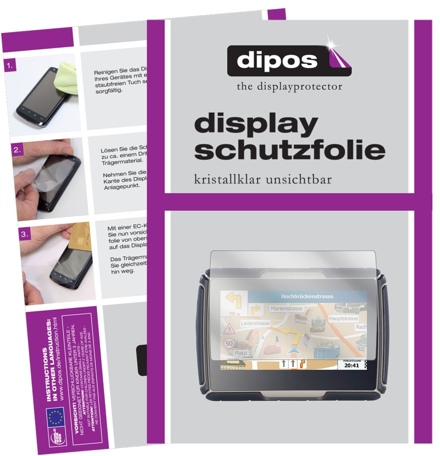 3x Schutzfolie für NavGear TourMate N4 klar Displayschutzfolie Display Schutz