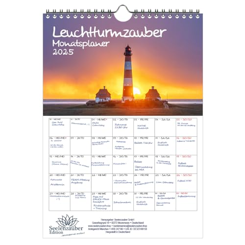 Leuchtturmzauber Din A4 Kalender Querformat Für 2025 Küste Meer Leuchtturm Leuchttürme - Seelenzauber