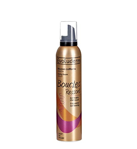 Evoluderm - Boucles Ressort - Mousse Coiffante Kératine - 250 Ml - 90% D'Origine Naturelle - Fabrication Française