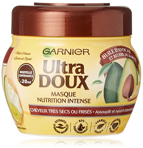 Garnier Ultra Doux - Masque Remède Nutrition Intense - Huile D'Avocat & Beurre De Karité - Pour Cheveux Très Secs Bouclés Ou Frisés - Sans Parabène -
