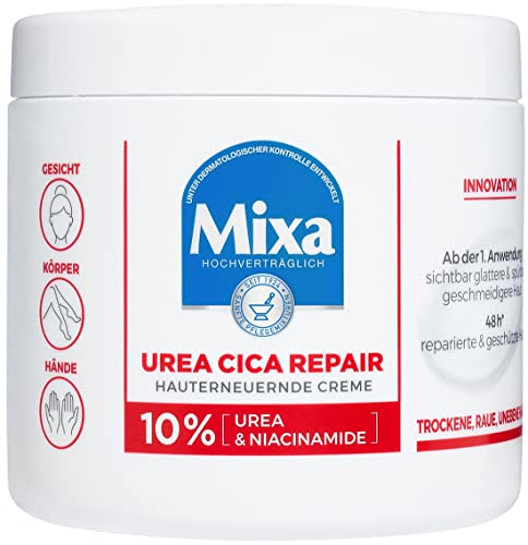 Mixa Urea Cica Repair+ Crème Régénérante À L'Urée Et À La Niacinamide Pour Peaux Sèches, Rugueuses Et Irrégulières, Répare Et Lisse Les Soins Hydratan