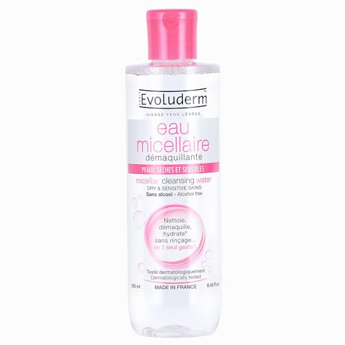 Evoluderm - Eau Micellaire Démaquillante Peaux Sèches & Sensibles - 250 Ml - 93% D'Origine Naturelle - Végan - Fabrication Française