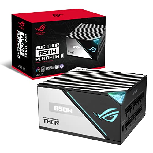Le Rog Thor 850W Platinum Ii – Bloc D’Alimentation Pc Pc (850 Watt, 80+ Platinum, Lambda A++, Dissipateurs Thermiques Rog, Ventilateur Axial De 135 Mm