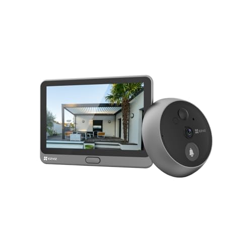 Ezviz Cp4 1080P Judas De Porte Camera Surveillance, Visiophone Connecté Interphone Vidéo, Judas Numerique 4.3’’ Écran Tactile Batterie 4600Mah Detecti