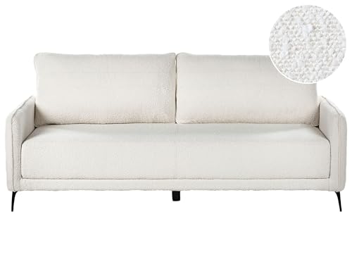 Canapé-Lit Blanc En Tissu 3 Places Convertible Pieds En Métal Style Design Minimaliste