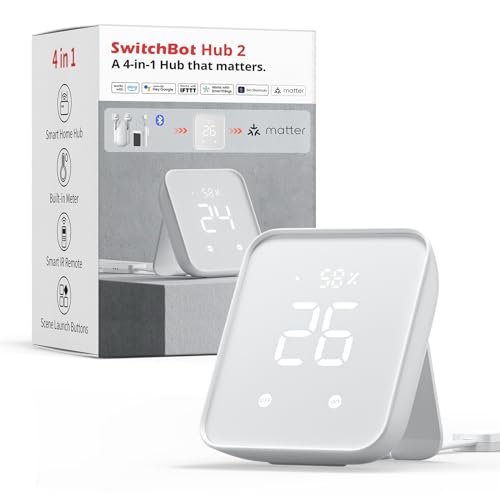 Switchbot Hub 2 - Thermomètre Hygromètre Wifi, Télécommande Ir, Intelligente Ainsi Qu'Un Capteur De Lumière. Reliez Au Wi-Fi (2.4Ghz), Compatible Avec