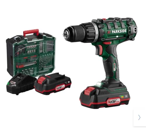 Pside Parkside® Pabs 20-Li G8 Perceuse-Visseuse Sans Fil 2 En 1 20 V Avec 2 Batteries, Chargeur, Kit D'Accessoires, Visseuse Sans Fil