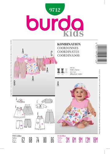 Burda B9712 Patron De Couture Coordonnés 19 X 13 Cm, 62-86
