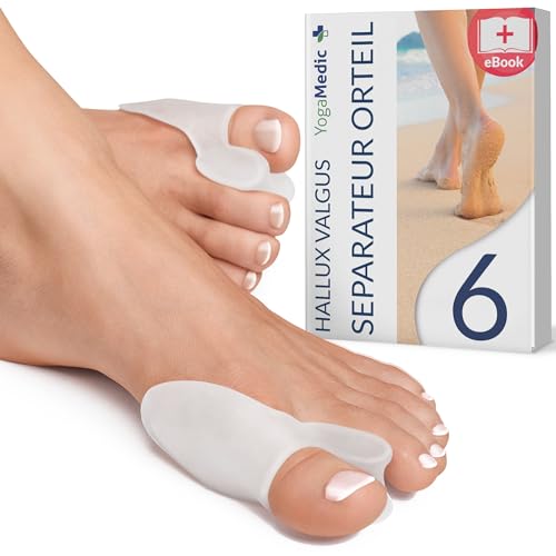 Yogamedic® Correcteur Hallux Valgus & Séparateur Orteil, Détente Du Gros Orteil, Étirement 6 Pcs Ecarteur D'Orteil - 0 % Bpa - Silicone - Taille Uniqu