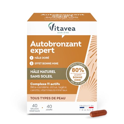 Vitavea Bien-Être - Autobronzant Expert - Hâle Doré Et Effet Bonne Mine - Teint Lumineux Sans Soleil - Complément Alimentaire Avec Bêta-Carotène, Zinc