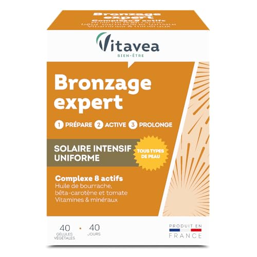 Vitavea - Bronzage Expert - Prépare, Active Et Prolonge Le Bronzage - Peau Sublimée - Complément Alimentaire Avec Huile De Bourrache, Bêta-Carotène, Z