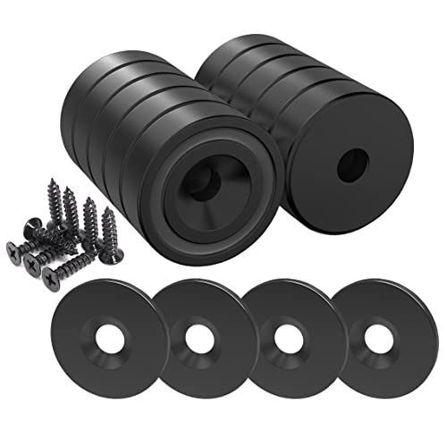 Magnetpro 12 Pièces Aimants En Néodyme 10 Kg Force 20 X 7 Mm Avec Trou Et Capsule, Aimant En Pot Fraisé Avec Vis Et 12 Coussins En Acier (Piano Noir)