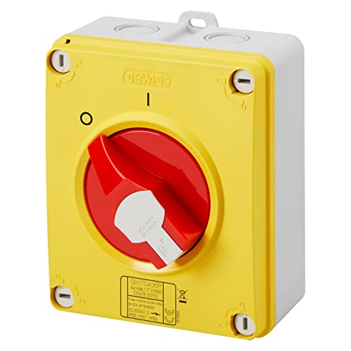 Gewiss Interrupteur Sectionneur - Hp - Urgence - En Boîtier Isolant - 32A 4P - Poigné Rouge Cadenassable - Ip66/67/69