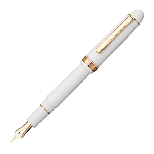 Platinum Stylo Plume Japonais #3776 Century Gold Trim Chenonceau White F/Blanc / 0,28-0,34 Mm/Plume En Or 14 Carats/Boîte Cadeau/Stylo Plume
