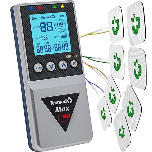 Tesmed Max 830: Electrostimulateur Musculaire Professionnel Tens/Ems/Massage Avec Stimulation Séquentielle, 4 Canaux, 115 Programmes Dont 20 Personnal