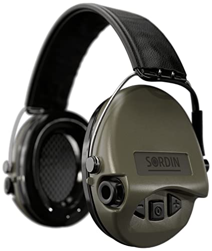Sordin Pro Casques Antibruit Électroniques À Forte Atténuation - 75302-S - Protection Auditive - Coques D'Oreilles Verdes - Idéal Pour La Chasse Ou Le