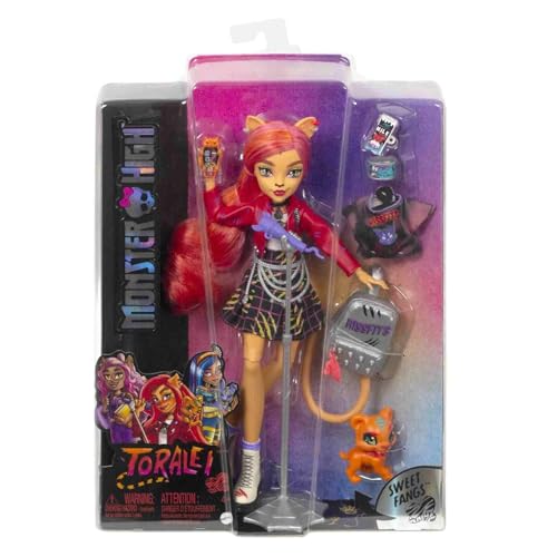 Monster High Toralei Hhk57 Poupée De Collection À Rayures Avec Animaux De Compagnie Et Accessoires Sweet Fangs G3 Reboot, Multicolore