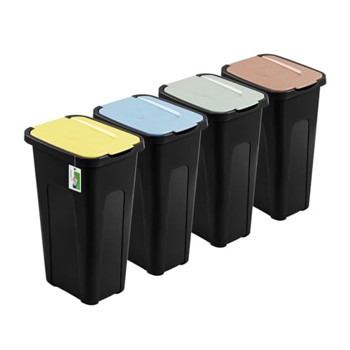 Pafen Großer Mülleimer 30L Mit Deckel – 4Er Set Abfallbehälter 550 X 275 X 370Mm - Abfalleimer Für Trennen Abfalltonne Mülltrennung Abfallsammler | Sc