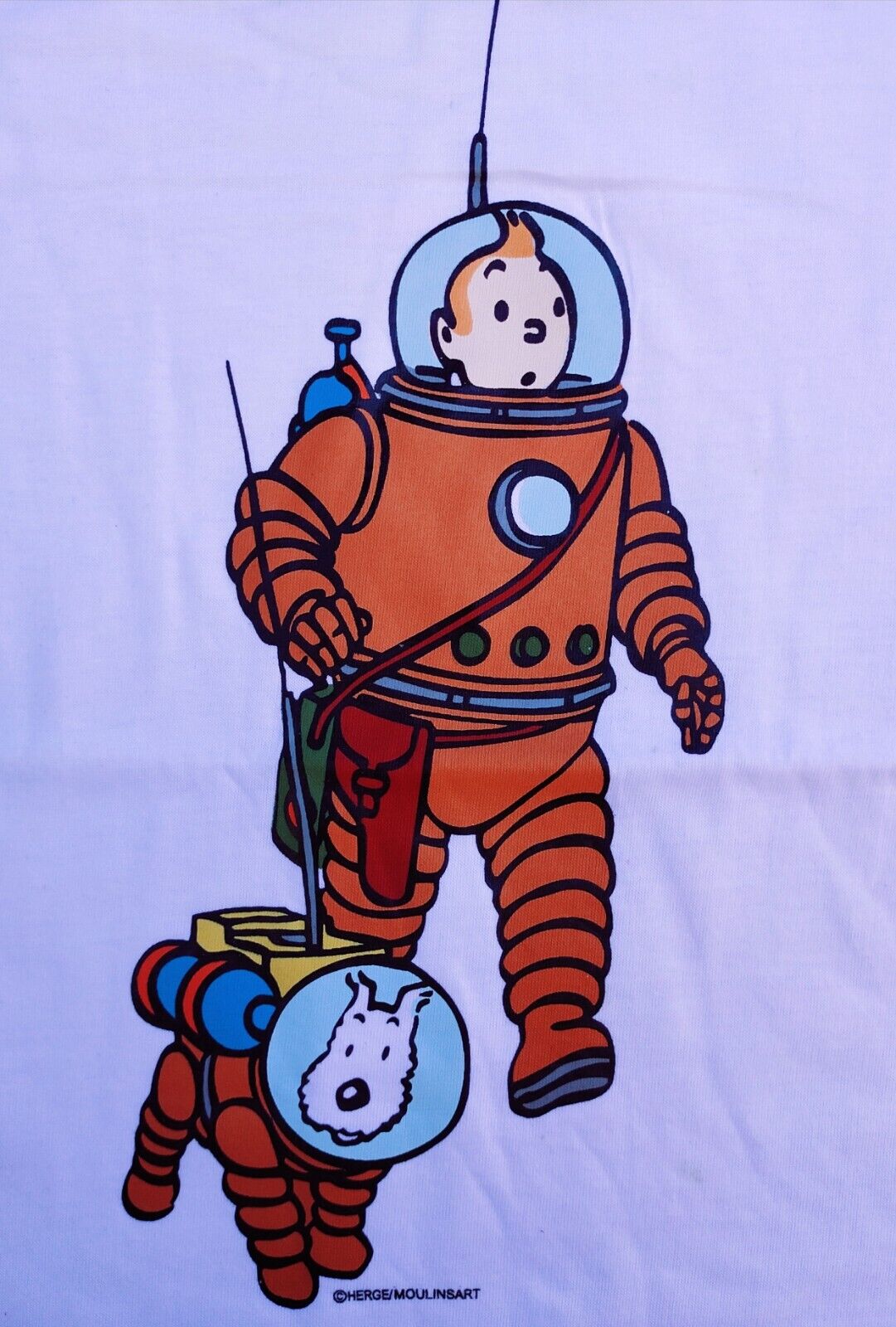 TEE SHIRT TINTIN ET MILOU HERGE MANCHES COURTES BLANC TAILLE L NEUF JAMAIS PORTE
