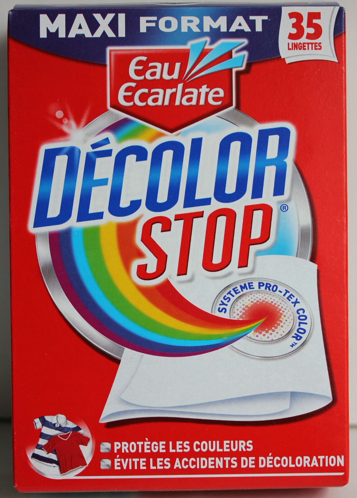 DECOLOR STOP - EAU ECARLATE - 35 LINGETTES POUR LAVAGE EN MACHINE