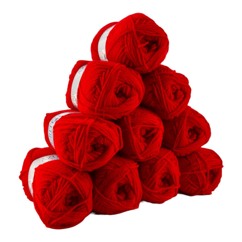 Lot de 10 pelotes Azurite Rouge - 100% Acrylique - 50g/140m - Distrifil