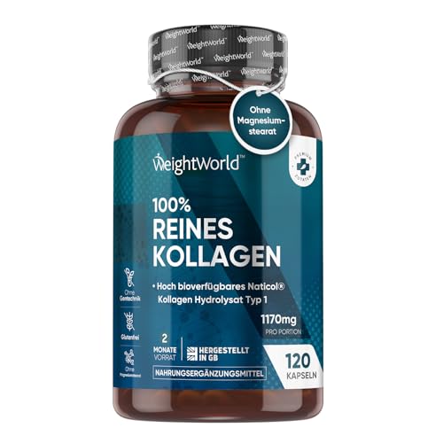 Kollagen Kapseln - 1170Mg Pures Marine Collagen - 120 Capsules - Naticol Meereskollagen Hydrolysat Typ1 - Alternative Zu Hyaluron Kapseln - Mit Reines