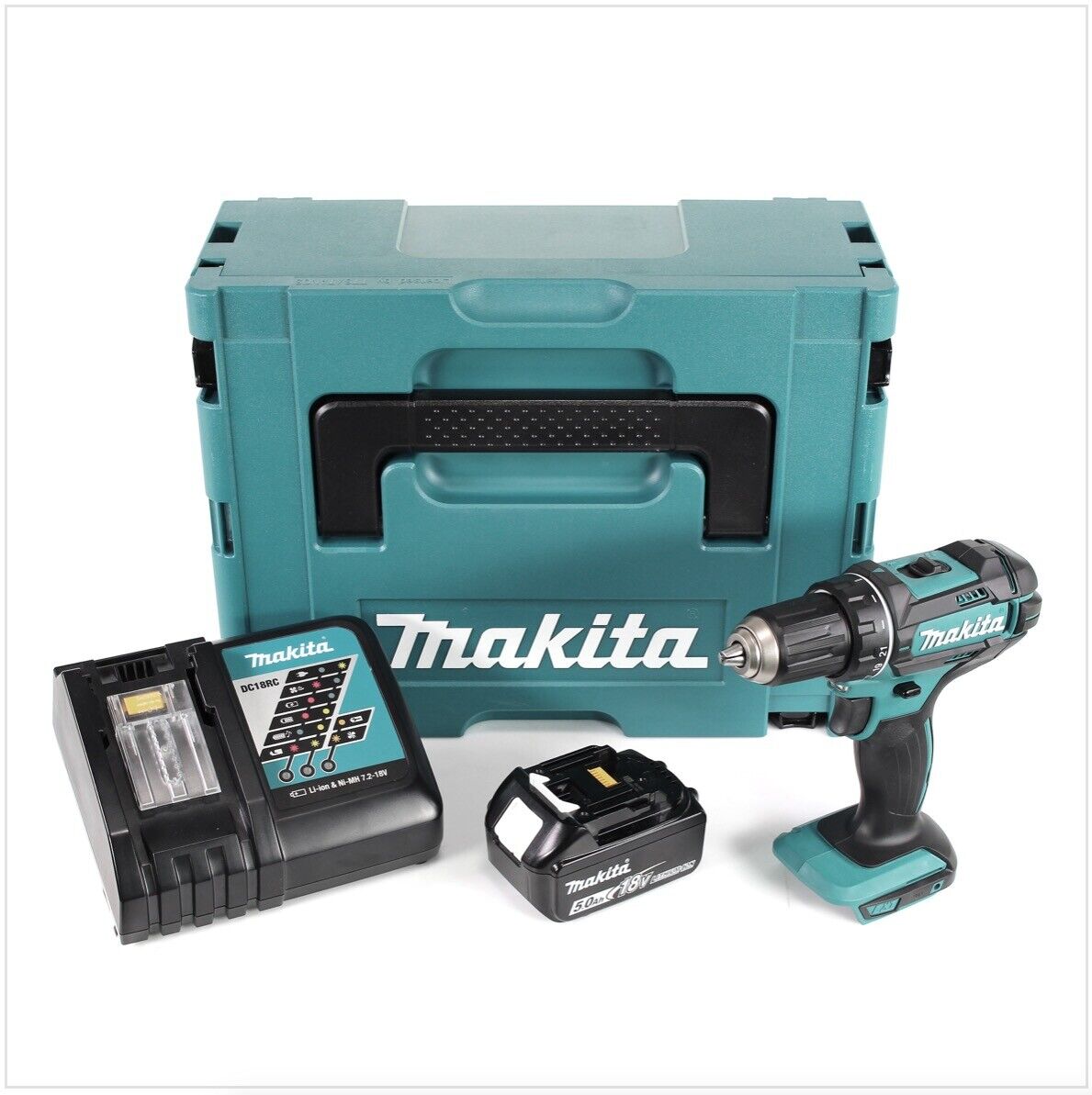 Makita DDF 482 RT1J Akku Bohrschrauber 18V 62Nm + Akku 5,0Ah + Lader im Makpac 2