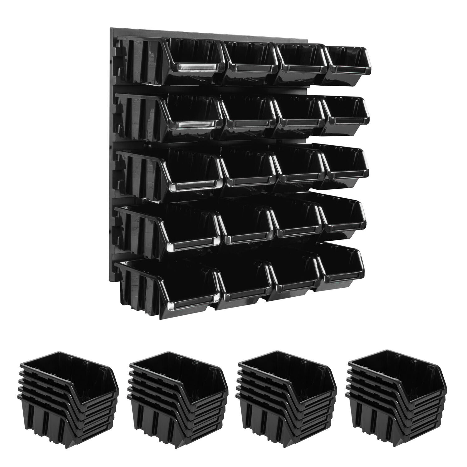 Lagersystem Wandregal 386 x 390 mm | 20 stck. Box | Stapelboxen Schüttenregal Si