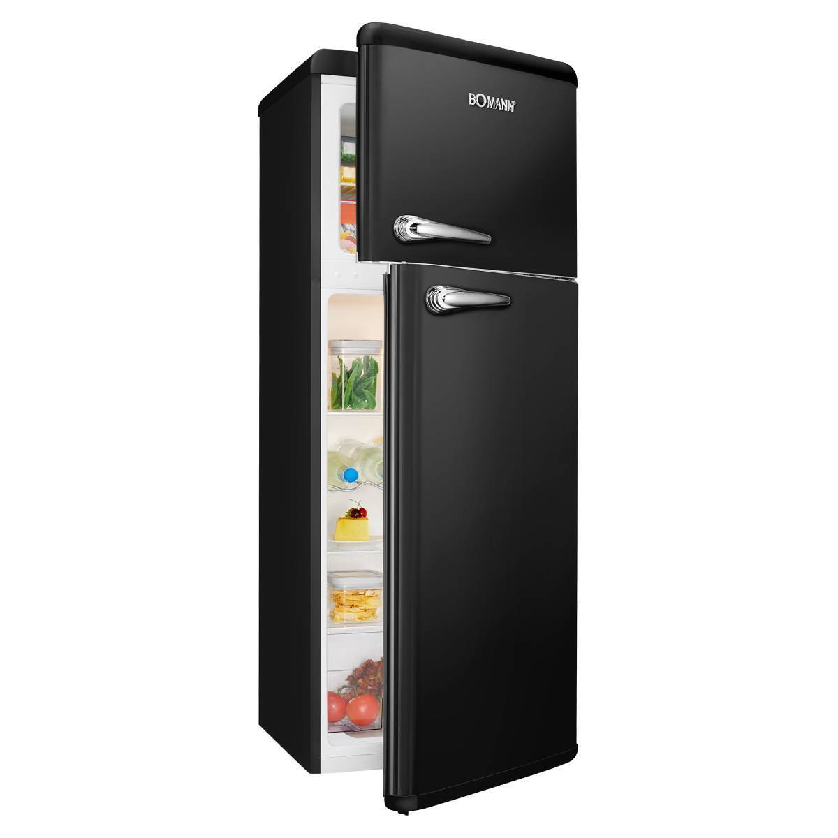 Bomann Retro-Doppeltür-Kühlschrank DTR 353.1 schwarz, 208 Liter, NEU