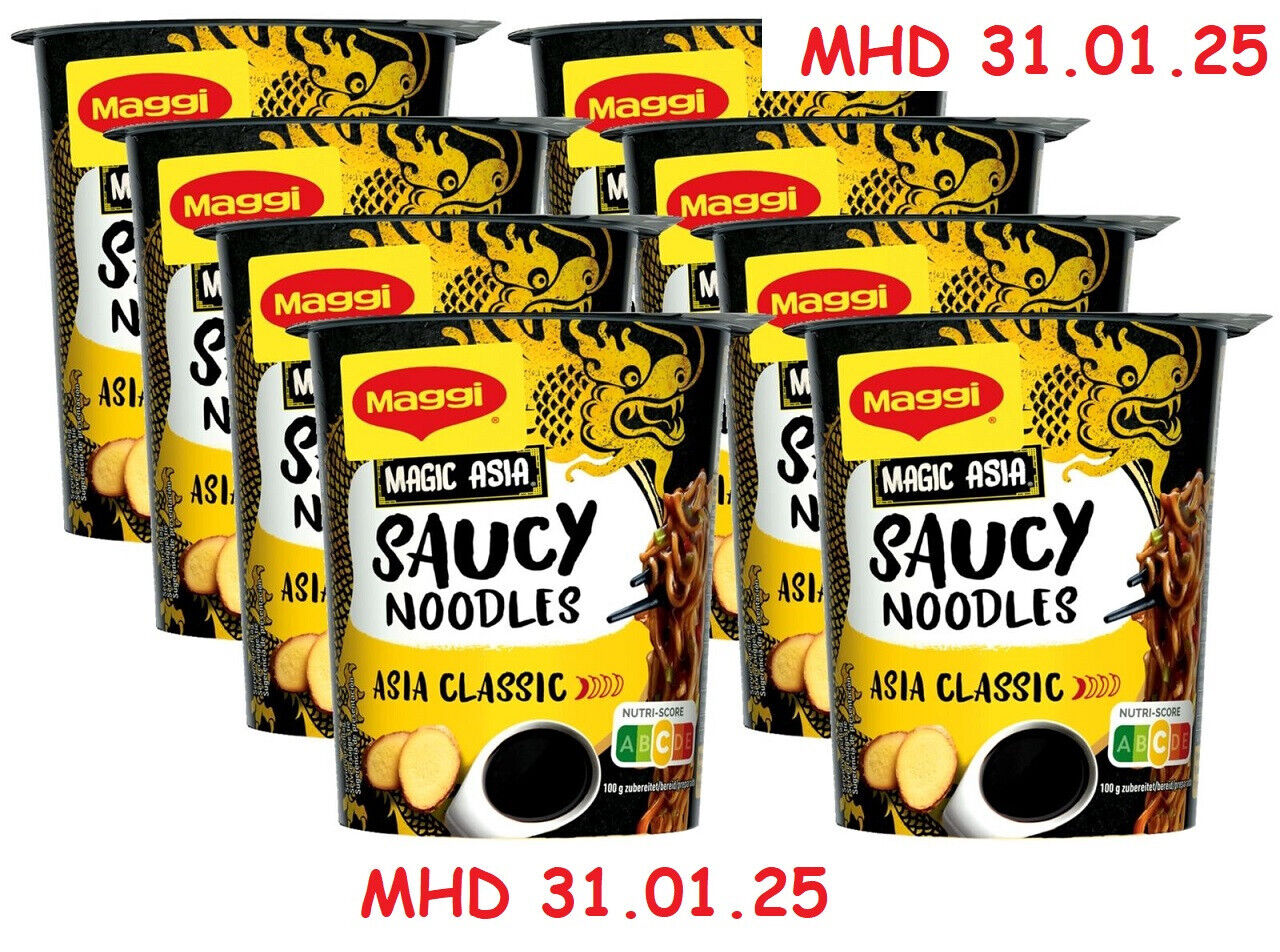 Maggi Magic Asia Saucy Nudeln Asia Classic Cup, 8er Pack (8x75g)