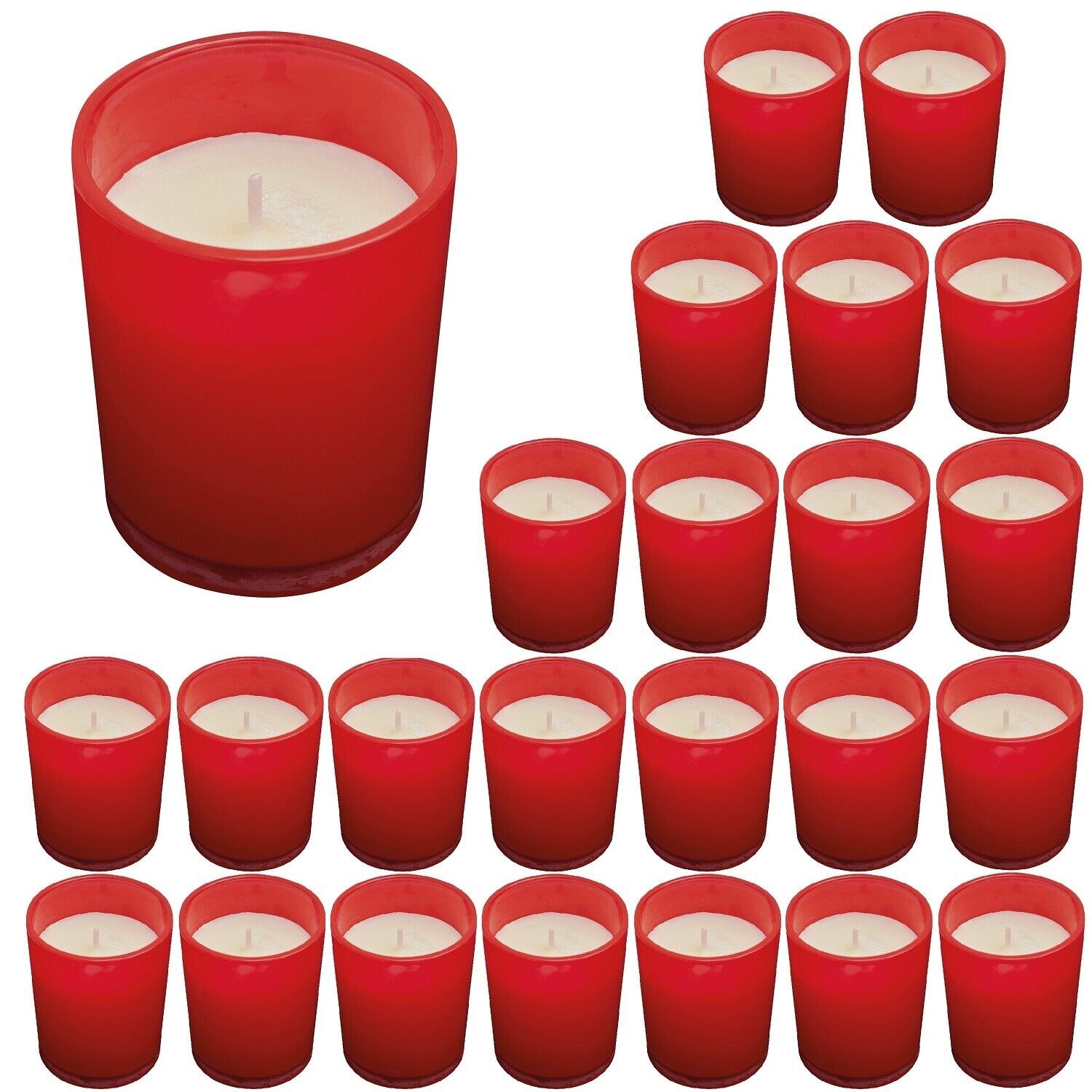 25x Weihnachtskerzen Wachs Kerzen Rot Grabkerze Friedhofskerzen Grableuchte Set