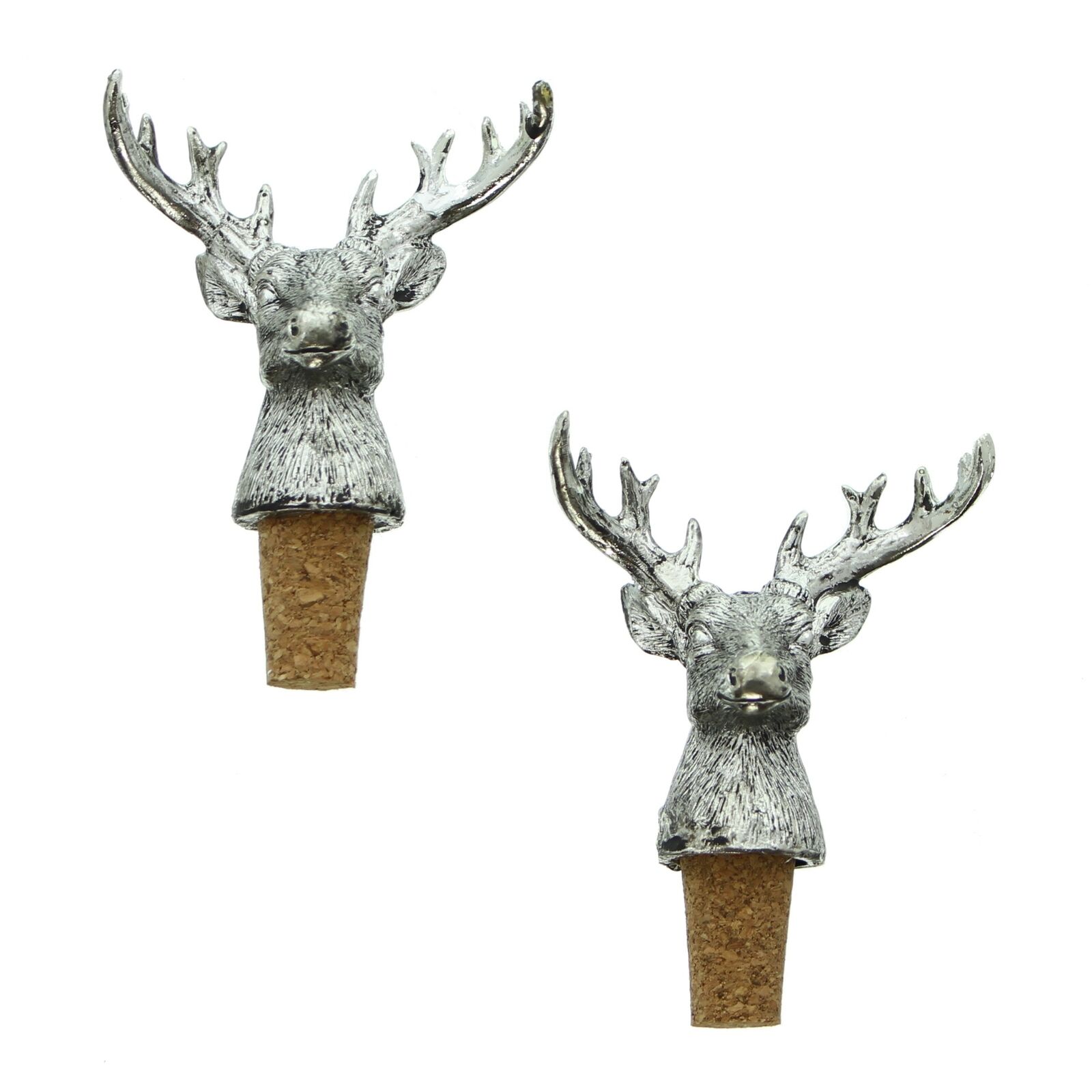 Flaschenkorken "Silberhirsch" 2er Set Deko Dekoration Accessoire Arrangement