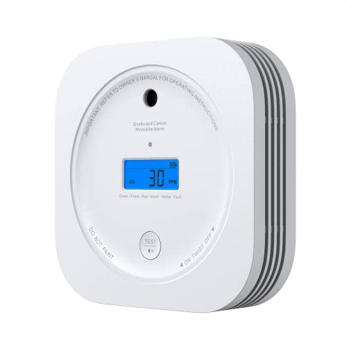 Aegislink Détecteur De Fumée Et De Monoxyde De Carbone D’Une Durée De Vie De 10 Ans, Avec Pile Remplaçable, Détecteur D’Incendie Avec Bouton Test-Sile